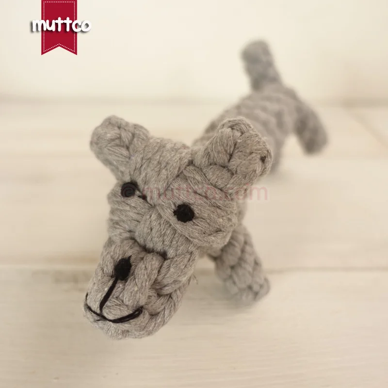 

Retail high quality wear-resistant playable and cute gray dog pet toy cotton rope toy dog teething rope toy