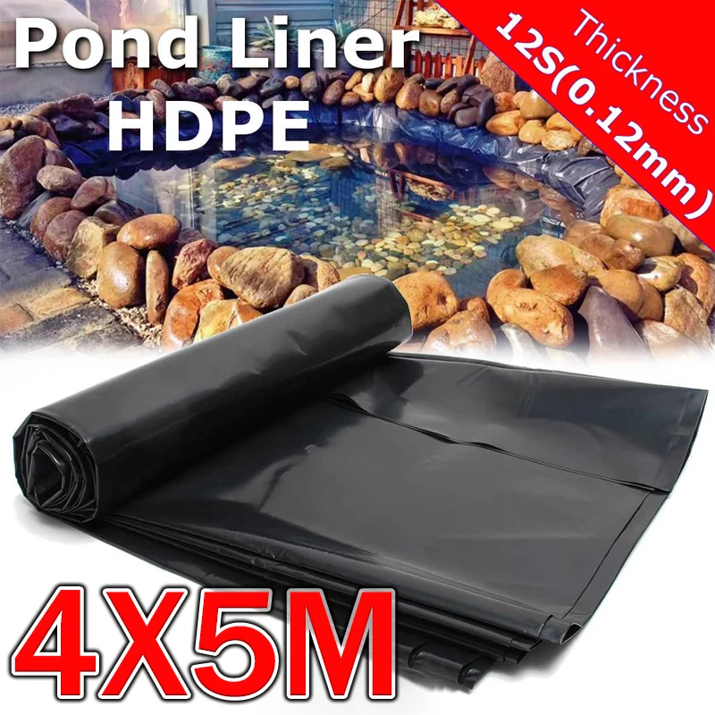 0.12mm 4X5M Waterproof Liner Film Fish Pond Liner Garden Pools Reinforced HDPE Heavy Duty Guaranty Landscaping Pool Pond