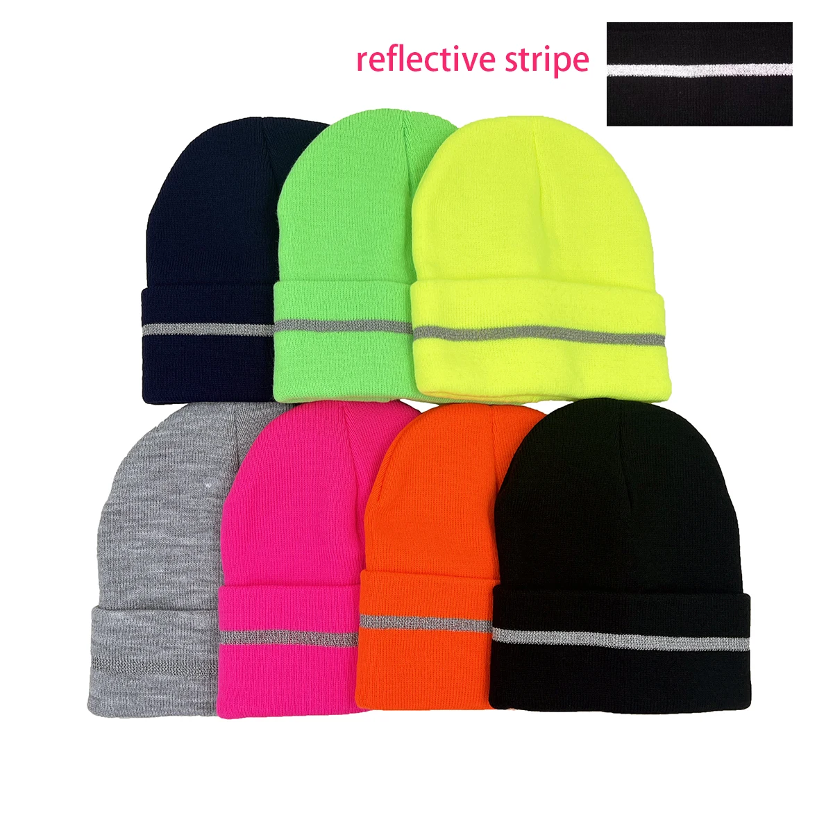 Светоотражающая полосатая шапка-бини для ночной езды бега светоотражающая шапка