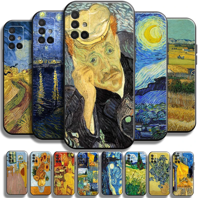 

Van Gogh Oil Painting Starry Sky For Samsung Galaxy A51 A51 5G Phone Case Coque Shockproof Liquid Silicon TPU Full Protection