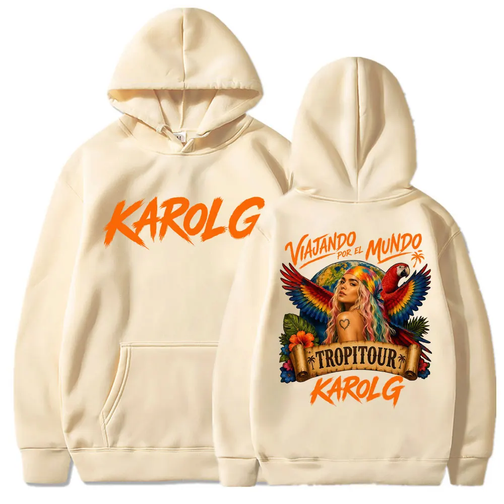 Фото Худи Karol G Tropicoqueta Tour Album 2026 для мужчин и женщин, популярные модные толстовки, оверсайз, повседневная флисовая спортивная одежда, подарки для фанатов. №5