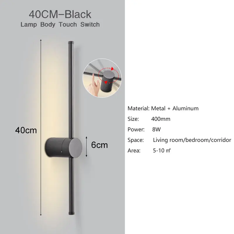 

Сенсорный выключатель, регулируемая яркость, искусственные настенные светильники, фон для коридора, дивана, вращающийся на 360 ° комнатный настенный светильник, настенное бра для коридора, дома