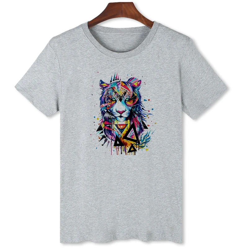 

Creative graffiti tiger print T-shirt American men's super fashion short sleeve Personalized fashion brand top B1-23