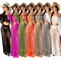 women pleated woven split skirts summer new beach female solid color sexy asymmetry side dress ladies lace up ruffled maxi skirt