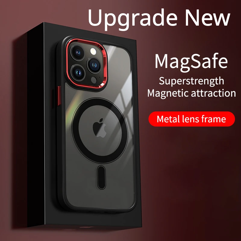 

Роскошный прозрачный чехол для телефона HD для iPhone 15 14 13 12 11 Pro Max Магнитный Magsafe Беспроводная зарядка противоударный Гибридный бронированный чехол