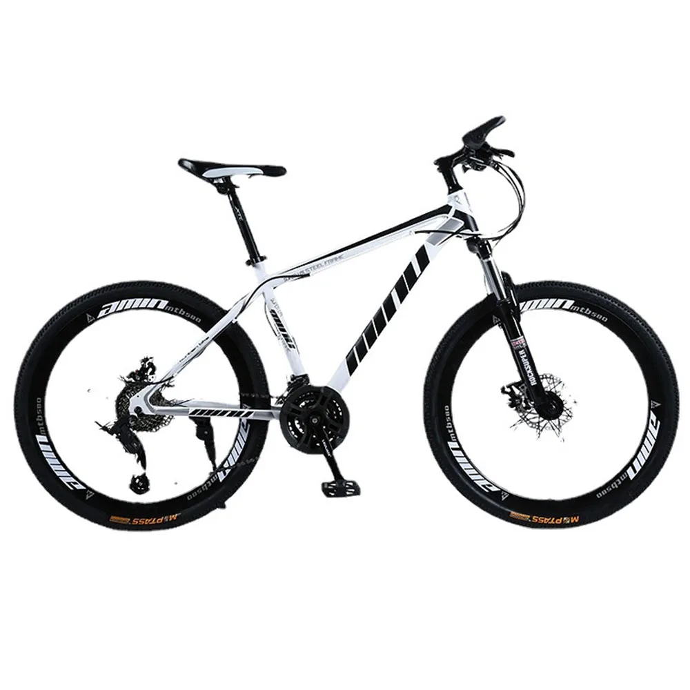

24 Inch Mountain Bike 24 Speed Mountain Bike Double Disc Brake Thickened Frame Can Lock Thick Shock Absorber Front Fork