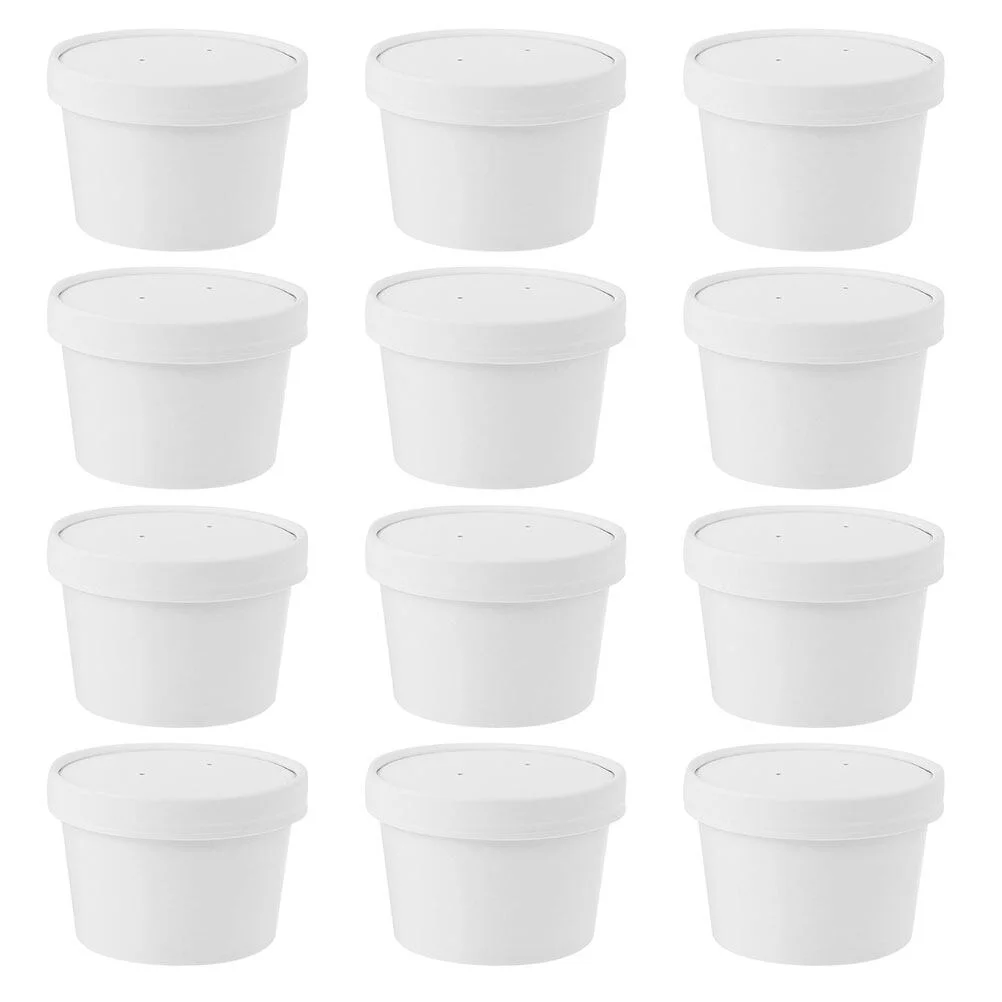 

20 Sets Appetizer Pasta Containers Pudding Packaging Cup Disposable Yogurt Bowl Ice Cream Lid Dessert Paper Ball