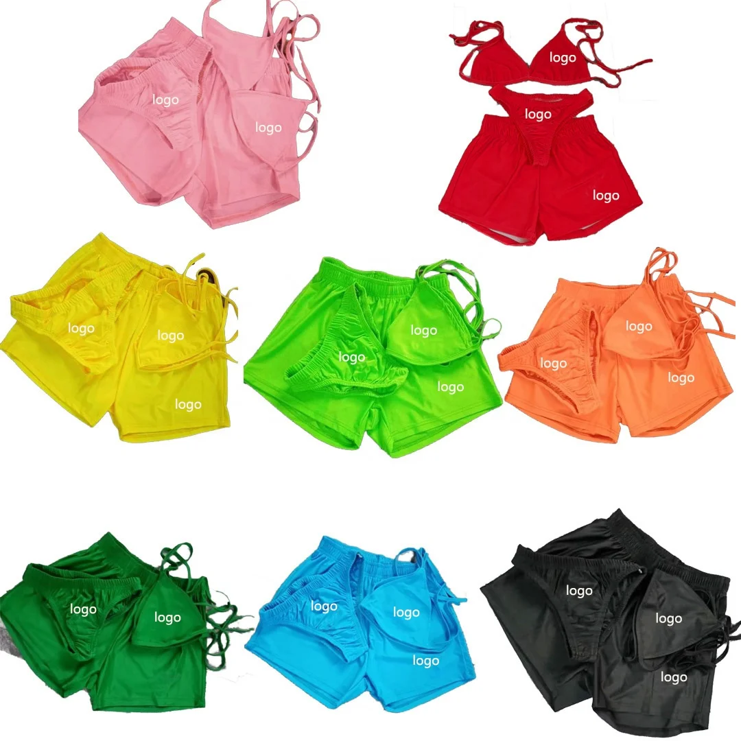 Летняя женская тройка для плавания N--K 2022: бикини, комплект из трех цельных купальников с фирменным логотипом, сексуальное пляжное обмундирование.