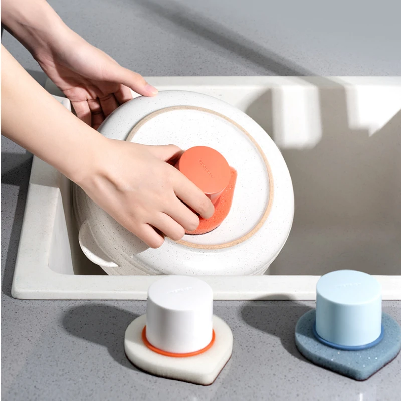 

Kitchen Scrub Sponge for Dishes Non-Scratch Magic Cleaning Handles Sponge Non Stick Pot Cleaning Kitchen Tools Wash Pot Gadgets