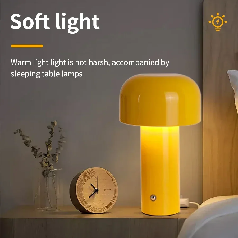Светодиодная Настольная Лампа В Форме Гриба С Перезаряжаемой Батареей Сенсорным