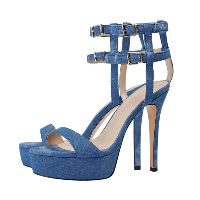 

Classics Denim Summer Women Sandal Round Toe Platform Female Pumps Breathable Non-Slip High Quality Outdoor Sexy Ladies Shoes
