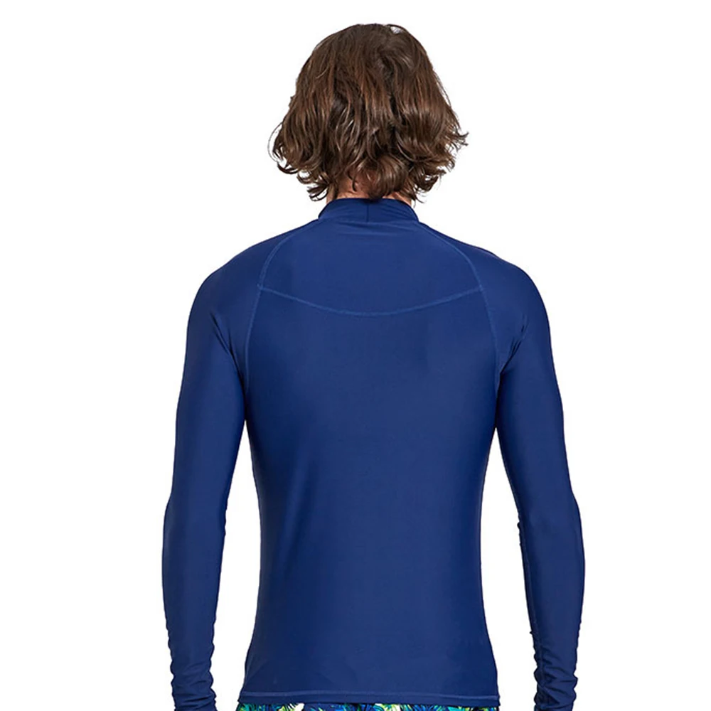 Fashion Men's Split Elastic Comfortable Solid Color Shirt Long-Sleeve Surfing Top Sunscreen Quick-Drying Beach Swim Surfing Top