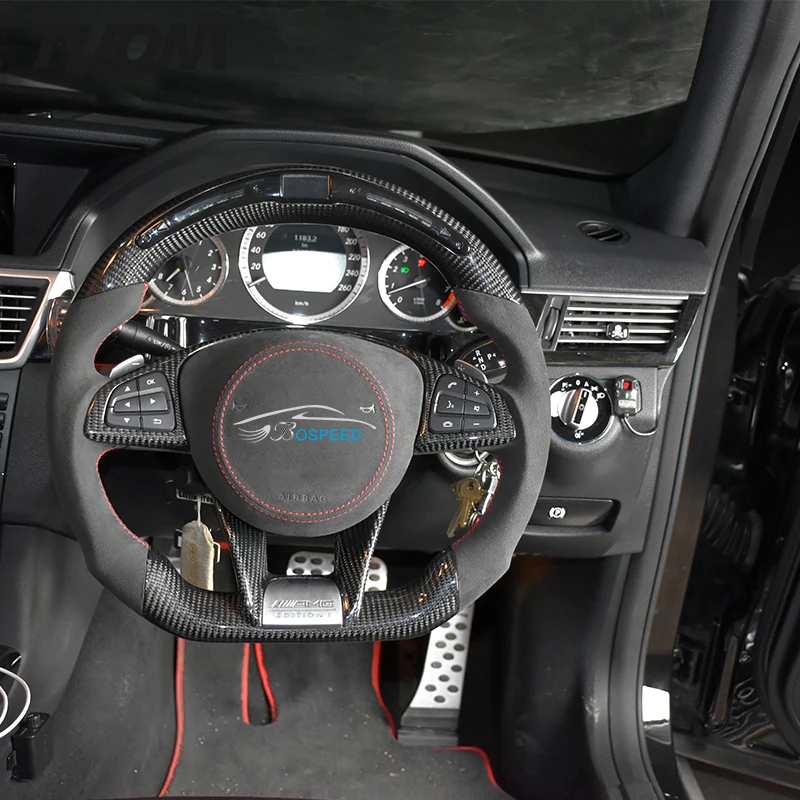 

For Benz Amg W205 W204 W211 A45 W212 Gle Gla Car Steering Wheel Custom Real Carbon Fiber Alcantara Leather
