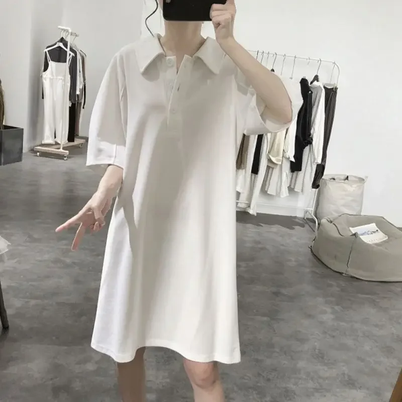 Повседневное платье с воротникомPOLO и короткими рукавами женское летнее