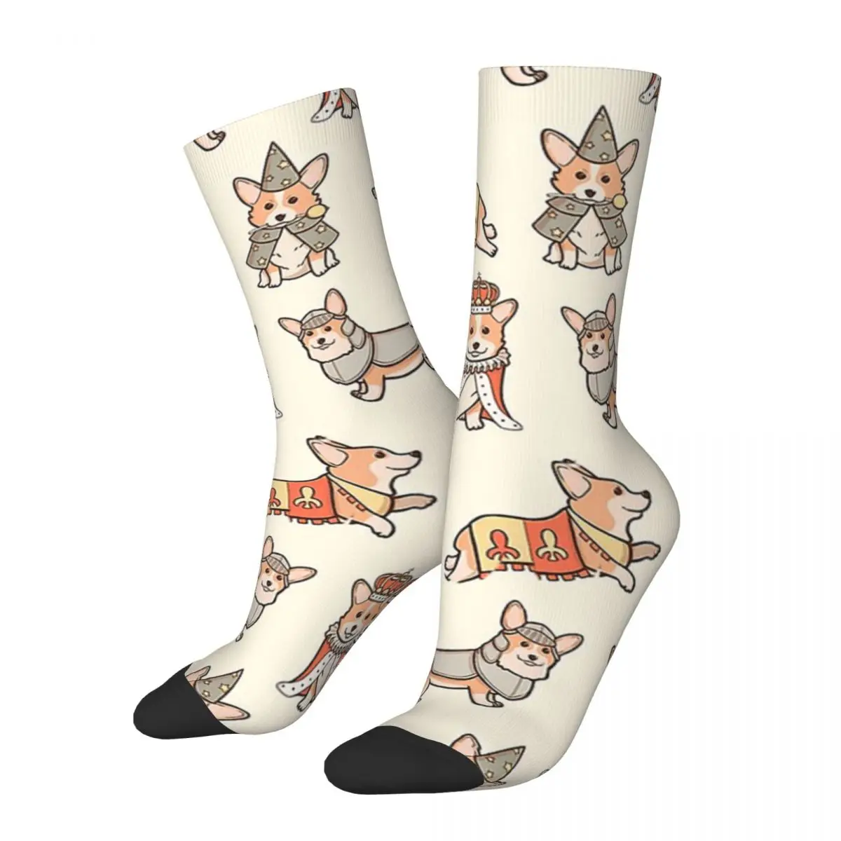 

Funny Happy Men's compression Socks Medieval Fantasy Retro Harajuku Corgi Hip Hop Novelty Casual Crew Crazy Sock Gift Printed