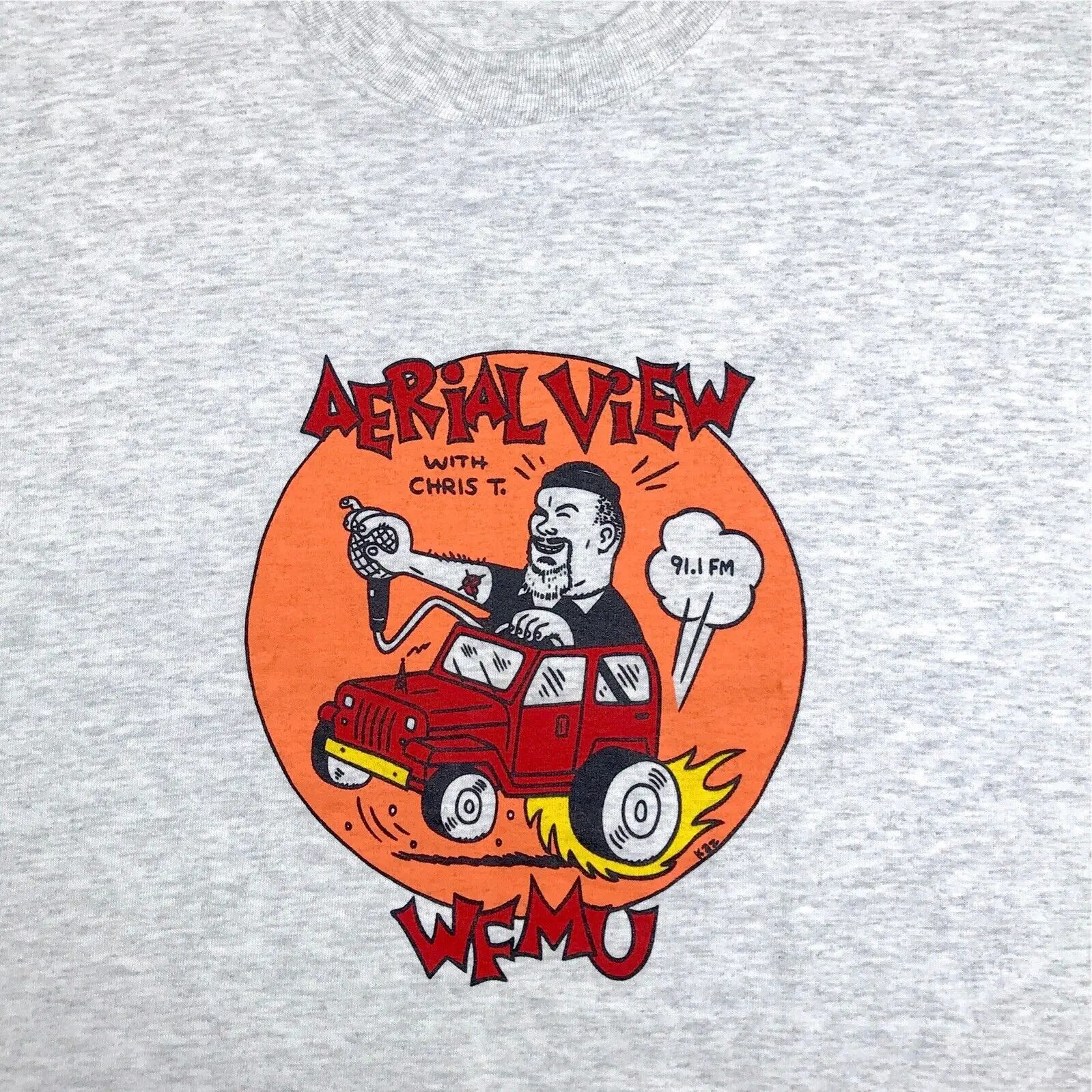 NOS vtg 90s WFMU футболка с воздушным просмотром M Радио Новая Мультфильм Крис цукис