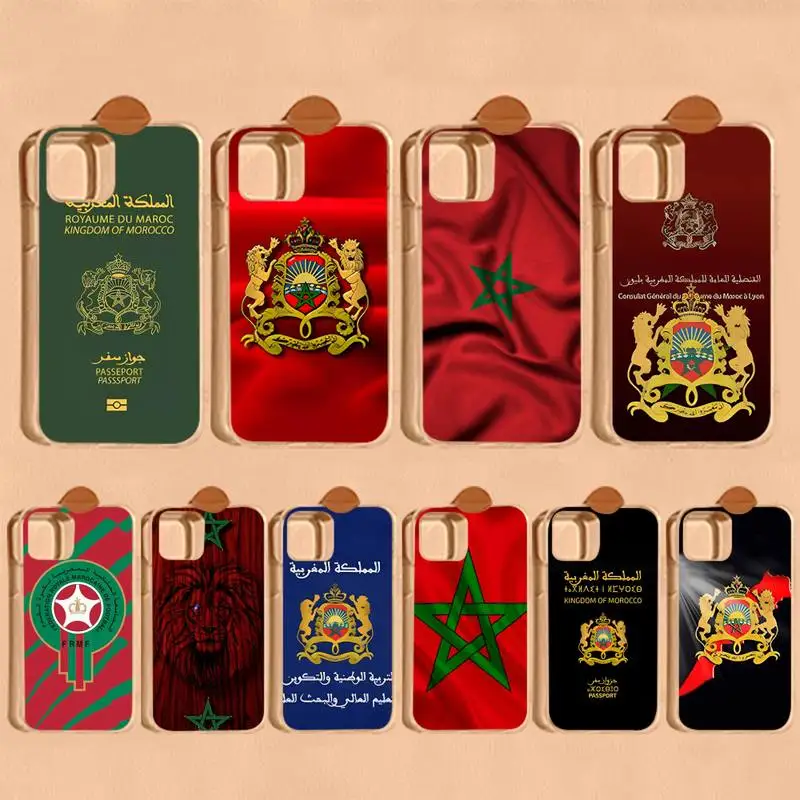 

Morocco Flag Coat Of Arms Passport Phone Case for iPhone 8 7 6 6S Plus X SE 2020 XR XS 14 11 12 13 Mini Pro Max Mobile Case