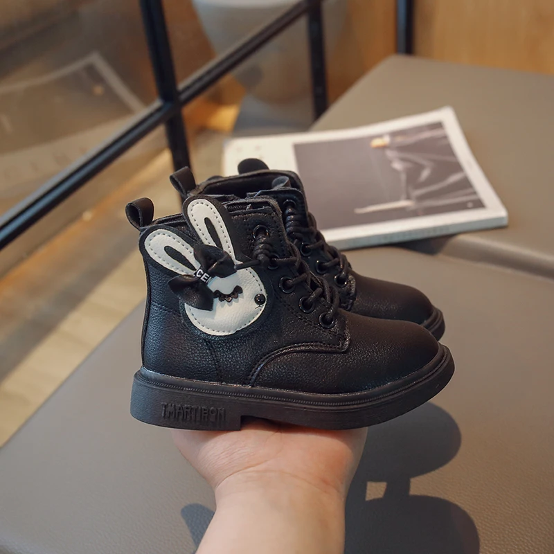 

2022 Winter Girls Children's Casual Short Boots Korean Style Cartoon Princess Bright Cute Rabbits Casual Versatile Girls Boots
