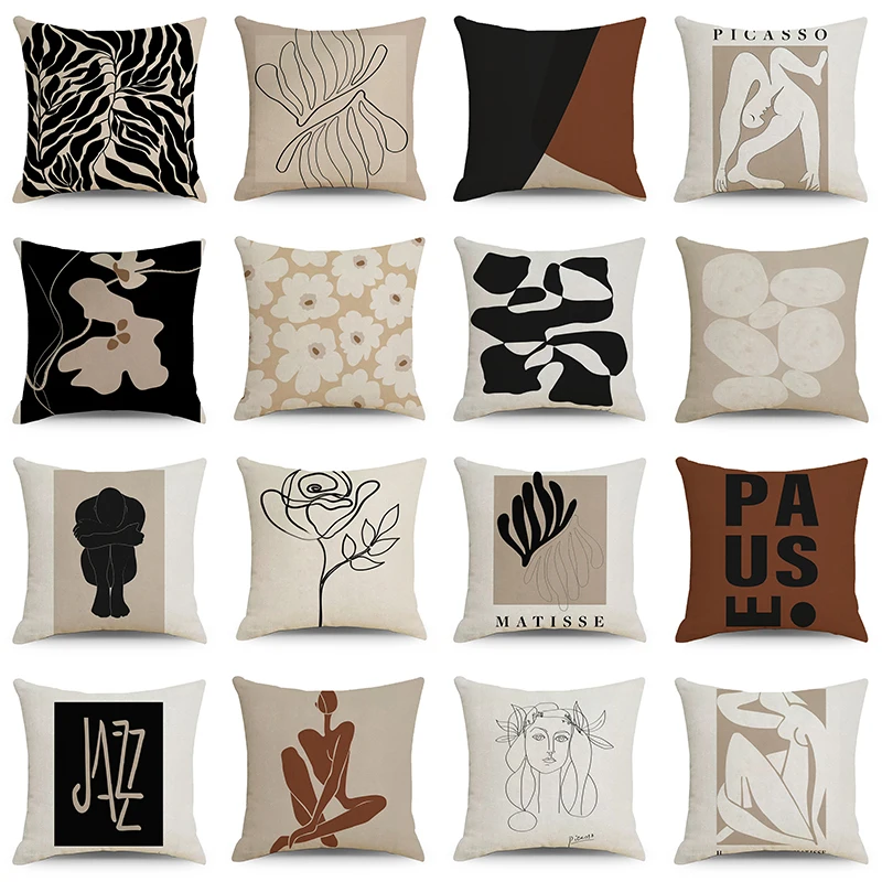 

Скандинавский черно-белый абстрактный геометрический чехол для подушки льняная наволочка для кровати дивана автомобиля Современный домашний декор наволочки для подушек