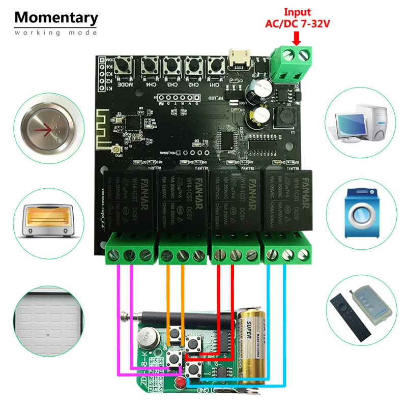 

Aubess Smart WiFi Relay Tuya Smart Switch Module 5V 12V 24V Smart Life APP Remote Control Timer Work With Alexa Google Home