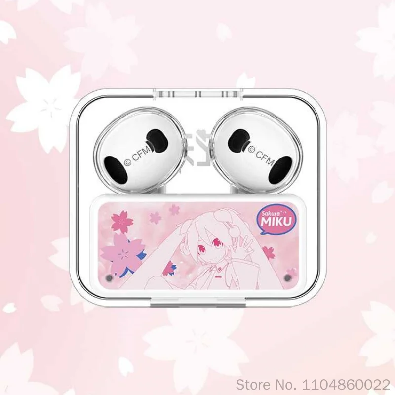 Фото Официальные беспроводные Bluetooth-наушники Hatsune Miku Sakura Future Happy Travel Series с водонепроницаемостью и шумоподавлением для путешествий на открытом воздухе №4