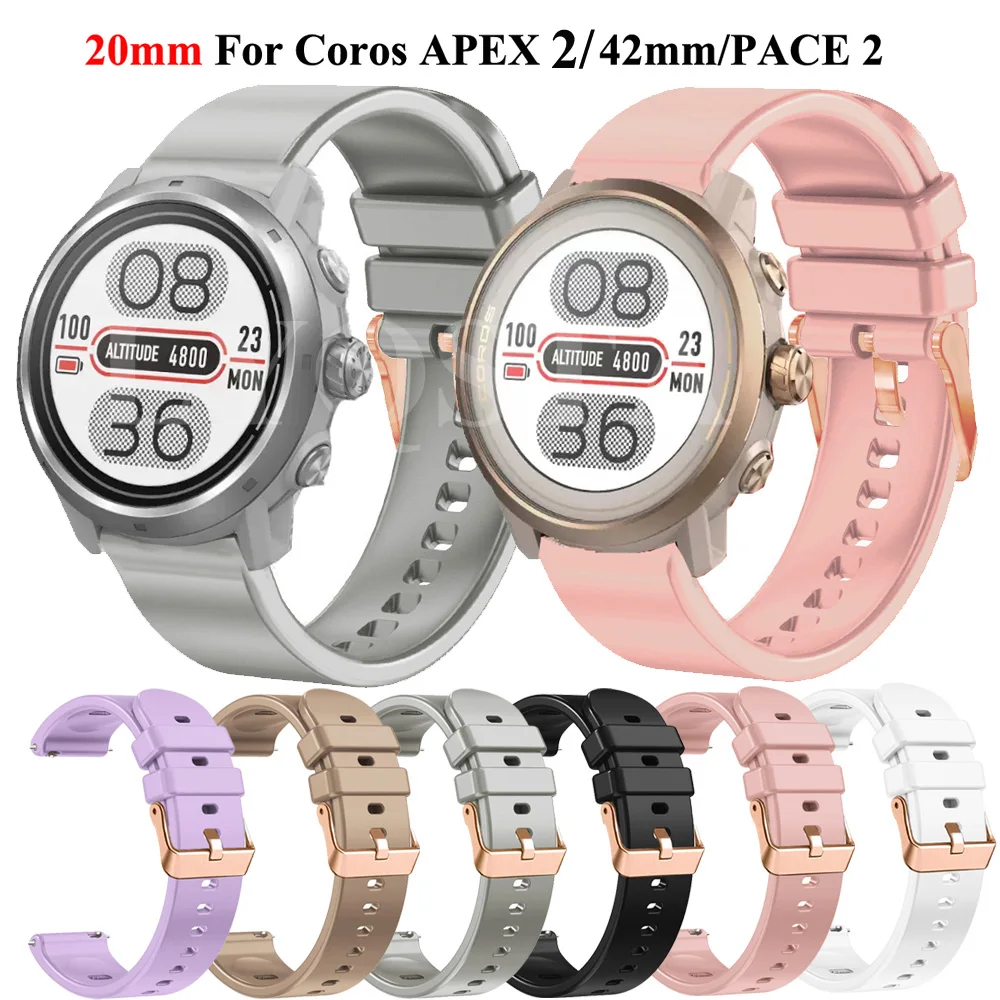 

New 20mm Strap Accessories For COROS APEX 2/42mm/PACE 2 Silicone Watchband For Polar Pacer/Ignite 3 2 Unite Bracelet band Correa