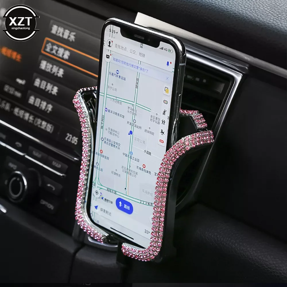 

Crystal Diamond Universal Car Phone Holder Bling Rhinestone Car Air Vent Mount Stand Mobile Phone GPS Holder For iPhone