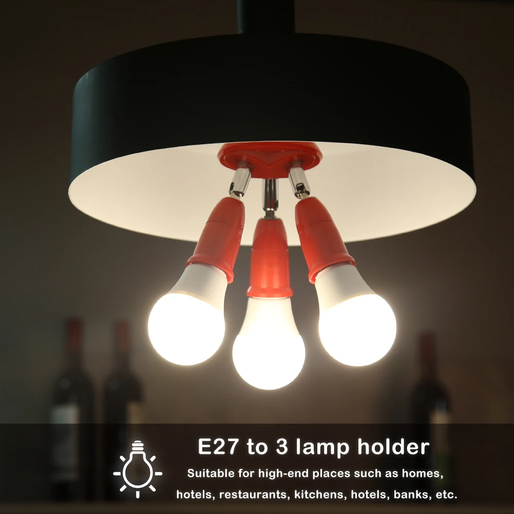 

3 in 1 E27 to E27 Lamp Base Holder Extension Converter Lamp Base Holder Socket Splitter LED Light Bulb Adapter