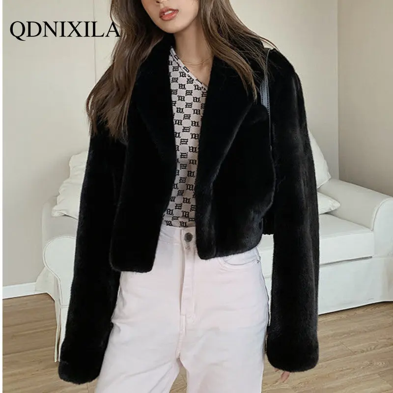 Winter Coat for Women New Short Jackets Suit Collar Imitation Mink Raccoon Hair Fashion Foreign Style Thickened Women's Fur Coat