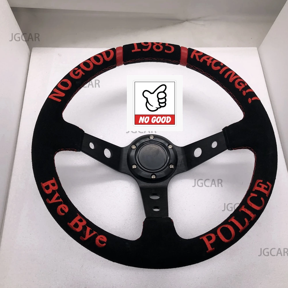 

JDM 14Inch No Good Racing Steering Wheel 1985 Universal Drift Car Suede Leather Steering Wheel Volante For VW HONDA TOYOTA BMW