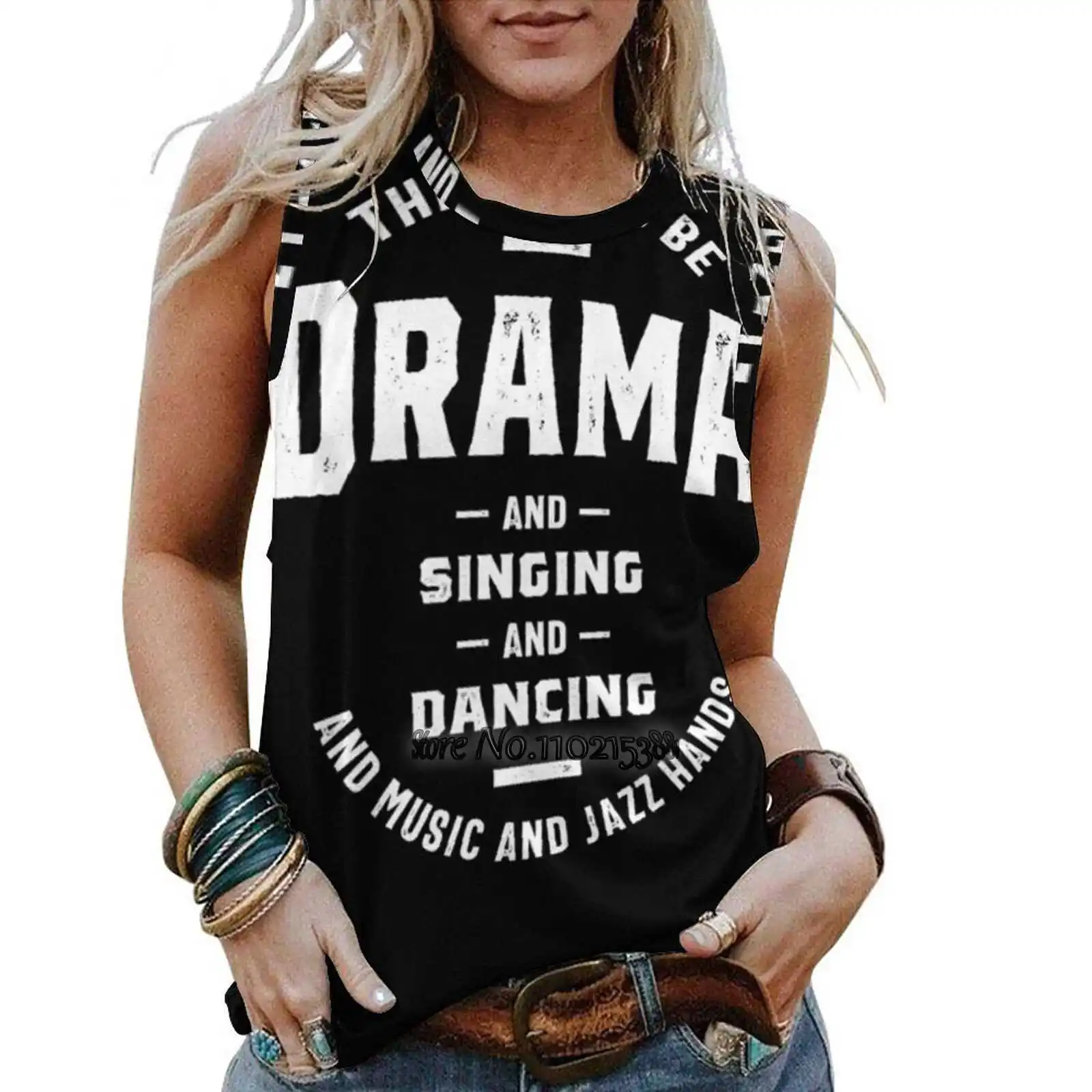 

There Will Be Drama Theatre Tank Top Women Print Sleeveless Loose Shirts Ladies Casual Y2K Tops Vest Drama Theatre Theater