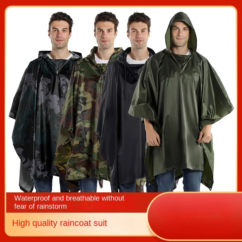 

PVC Camouflage Raincoat Cape-Style Raincoat Adult Hiking Outdoor Riding Poncho Motorcycle Raincoat Rain Gear