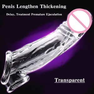 17 см раздвижной презерватив с задержкой, противозачаточное расширение импотенции, точка G, мягкий силиконовый фаллоимитатор, секс-игрушки для мужчин