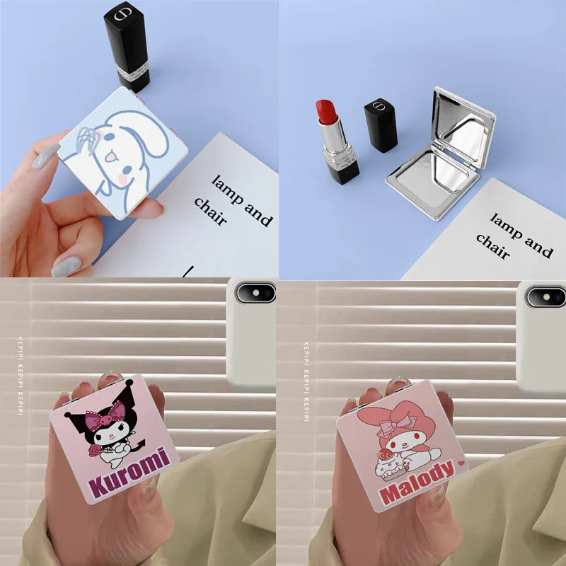 

Sanrios Anime Cinnamoroll Melody Kuromi Foldable Makeup Mirror Portable Square Makeup Vanity Mirrors Kawai Cosmetic Mirror Gift