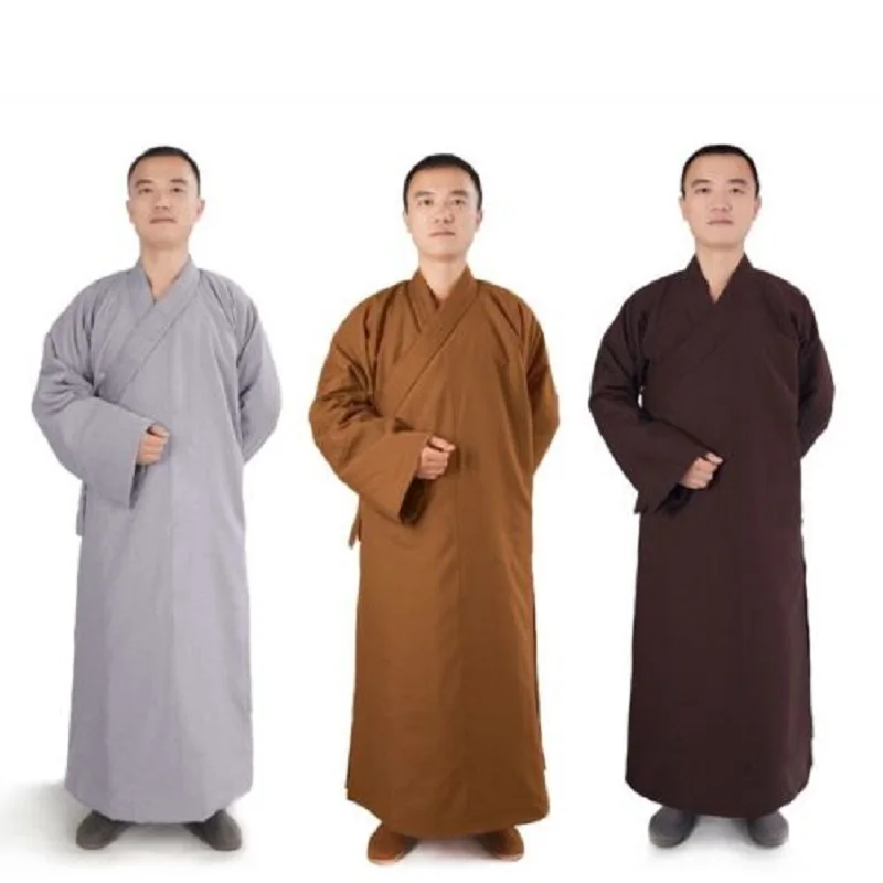 Men Women Cotton Buddhist Monk Robe Winter Warm Frock Buddhism Long Meditation