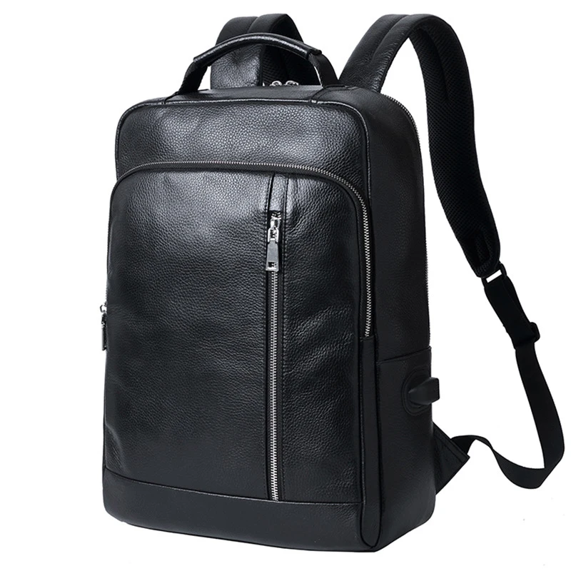 

AETOO Leather commuting leather casual men's shoulder baotou layer cowhide young fashion bag large capacity vertical backpack
