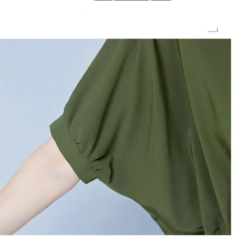 Женская одежда летний Однотонный пуловер Элегантная футболка с отложным