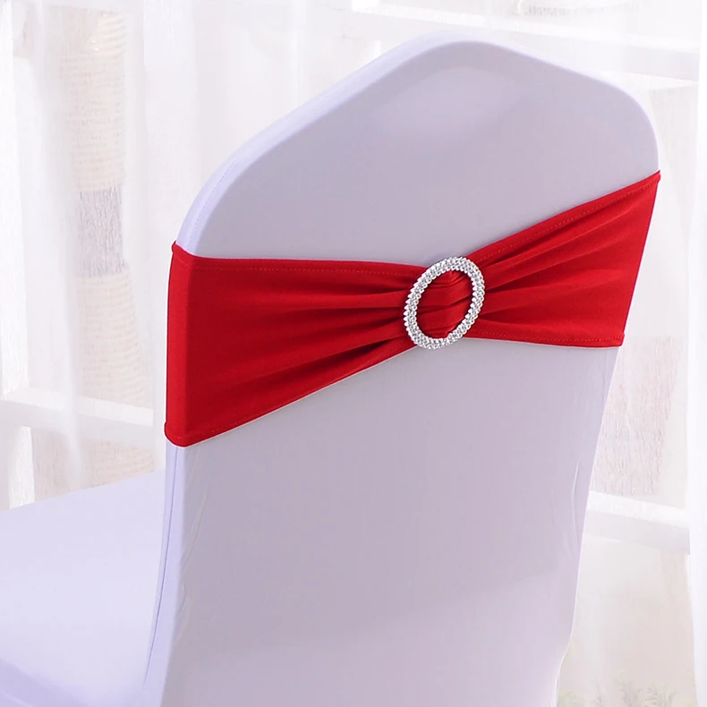 

50pcs/lot Stretch Lycra Spandex Chair Covers Bands With Buckle Slider For Wedding Decorations Wholesale Chair Sashes Bow
