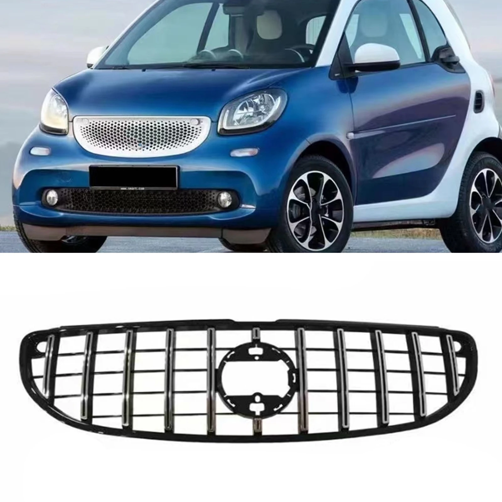 

Car Front Kidney Racing Grill Mesh Upper Replacement Bumper Hood Grille For Mercedes Benz Fortwo W453 2 Door 2015-2019