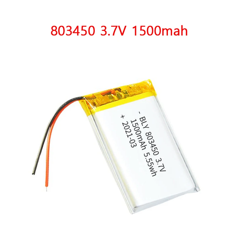 

2PCS 803450 3.7V 1500mAh Polymer Lithium Rechargeable Battery for Lighting Bluetooth Headset game controller Camera video