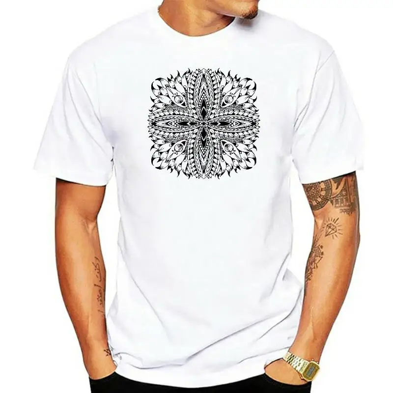 

Yoga Mandala Relaxed Shirt for Men Stencil Screen Print Tshirt Soft & Comfy Casual Gift for Men men t shirt