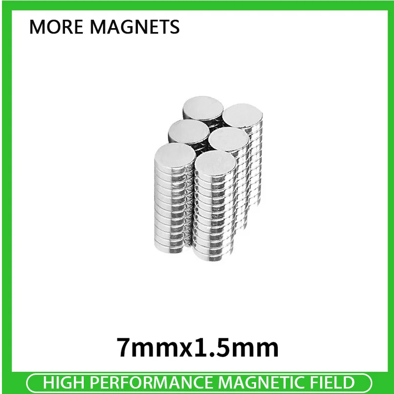 

Дисковый неодимовый магнит 50 ~ 1000 шт. 7x1,5 мм 7 мм x 1,5 мм N35 Круглый NdFeB диаметр 7x1,5 мм мощные магнитные магниты для рукоделия