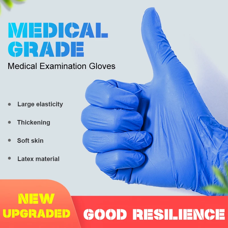

100pcs Blue Nitrile Medical Examination Gloves Waterproof Durable Disposable Gloves For Protective Work Laboratory Kitchen Clean