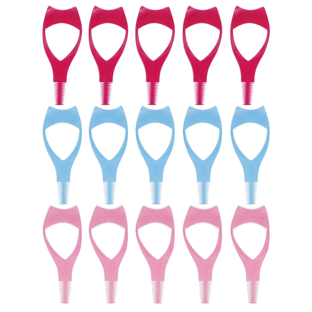 

15 Pcs Three-in-One Eyelash Card Mascara Shield Applicator Eyelashes Curler Comb Tools Guard Plastic Beauty Supplies