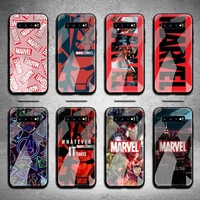 marvel logo phone case tempered glass for samsung s20 plus s7 s8 s9 s10 note 8 9 10 plus