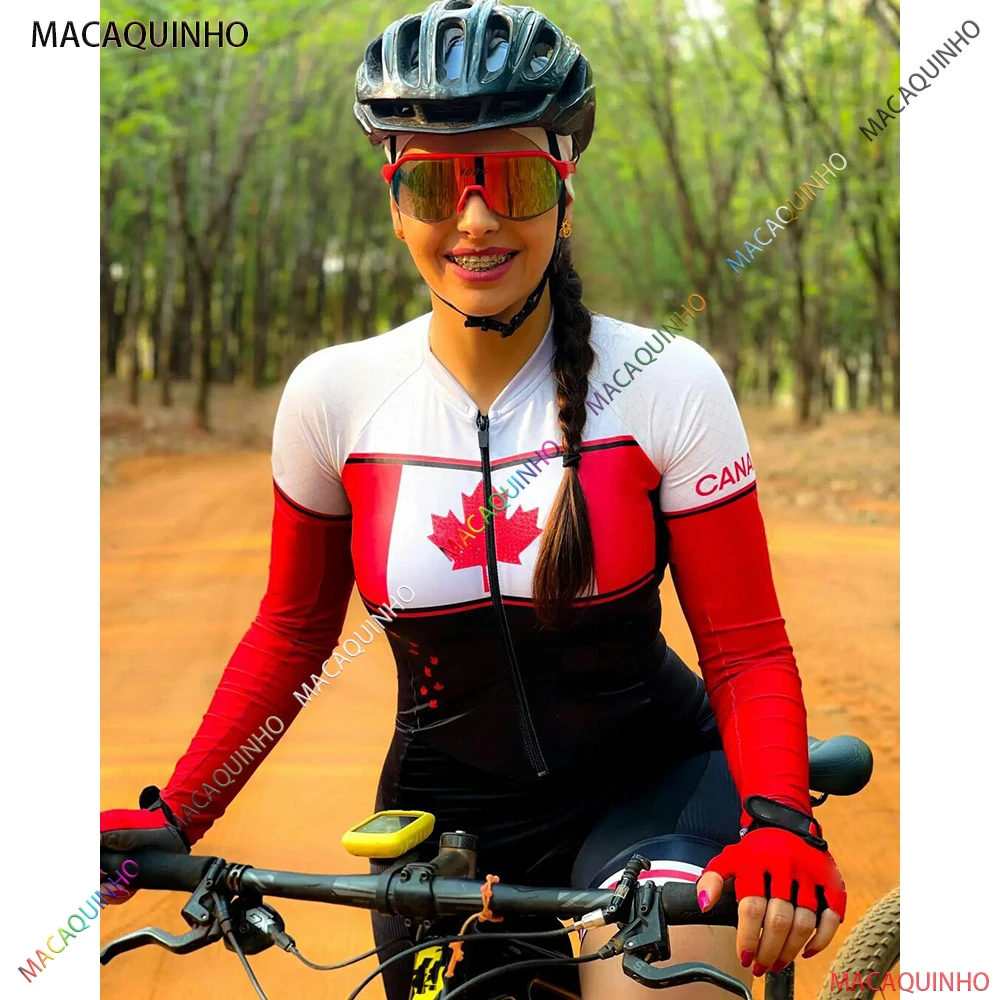 Canada Cycling Jersey Women's Jumpsuit Long Macaquinho De Ciclismo Bike Store Promotion Triathlon Set |