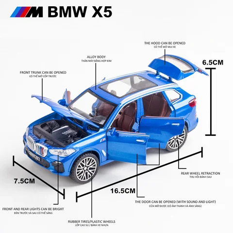BMW X5 SUV Масштаб 1:32, Металлическая Литая Под Давлением Модель Автомобиля С Высококачественными Искусственными Звуками