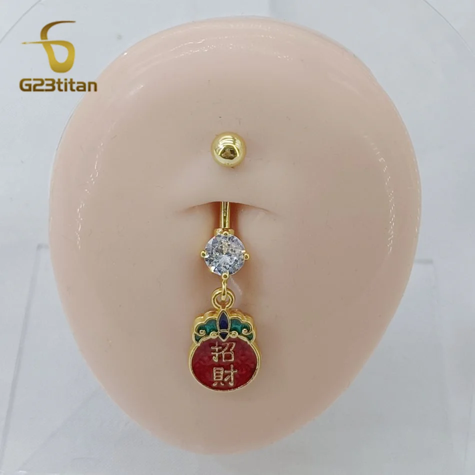Золотопокрытое кольцо для пупка G23titan