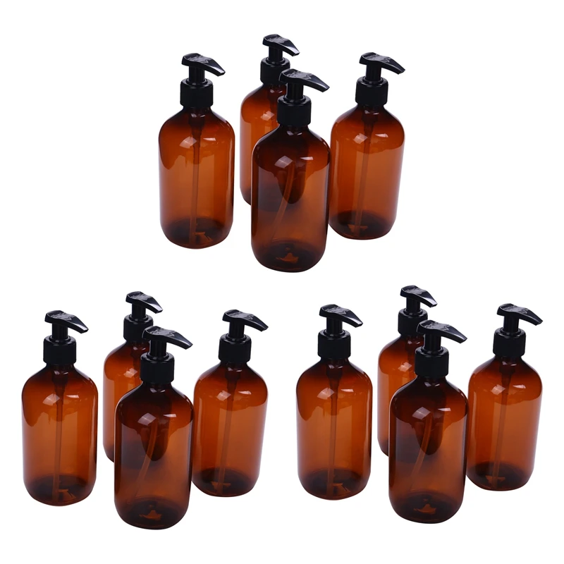 

12Pcs New 500Ml Pump Bottle Makeup Bathroom Liquid Shampoo Bottle Travel Dispenser Bottle Container For Soap Shower Gel