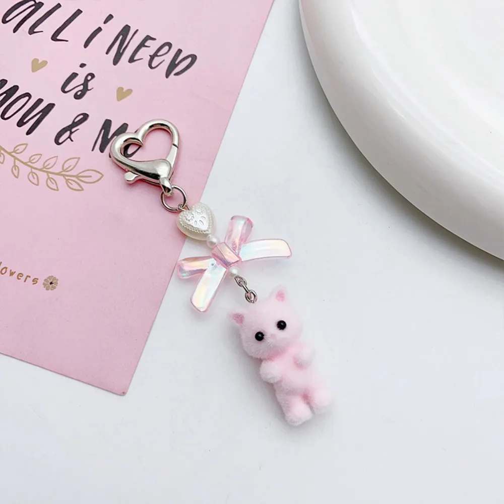 Kawaii 10 см брелок с бантом котенок кошка нечеткий плюшевый медведь жемчуг кукла
